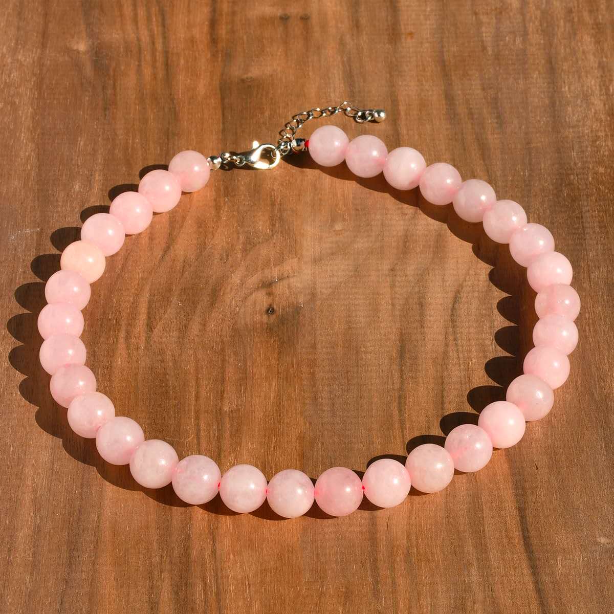Halskette mit runden Natursteinperlen 12 mm, verstellbare Choker-Halskette mit Verlängerungskette