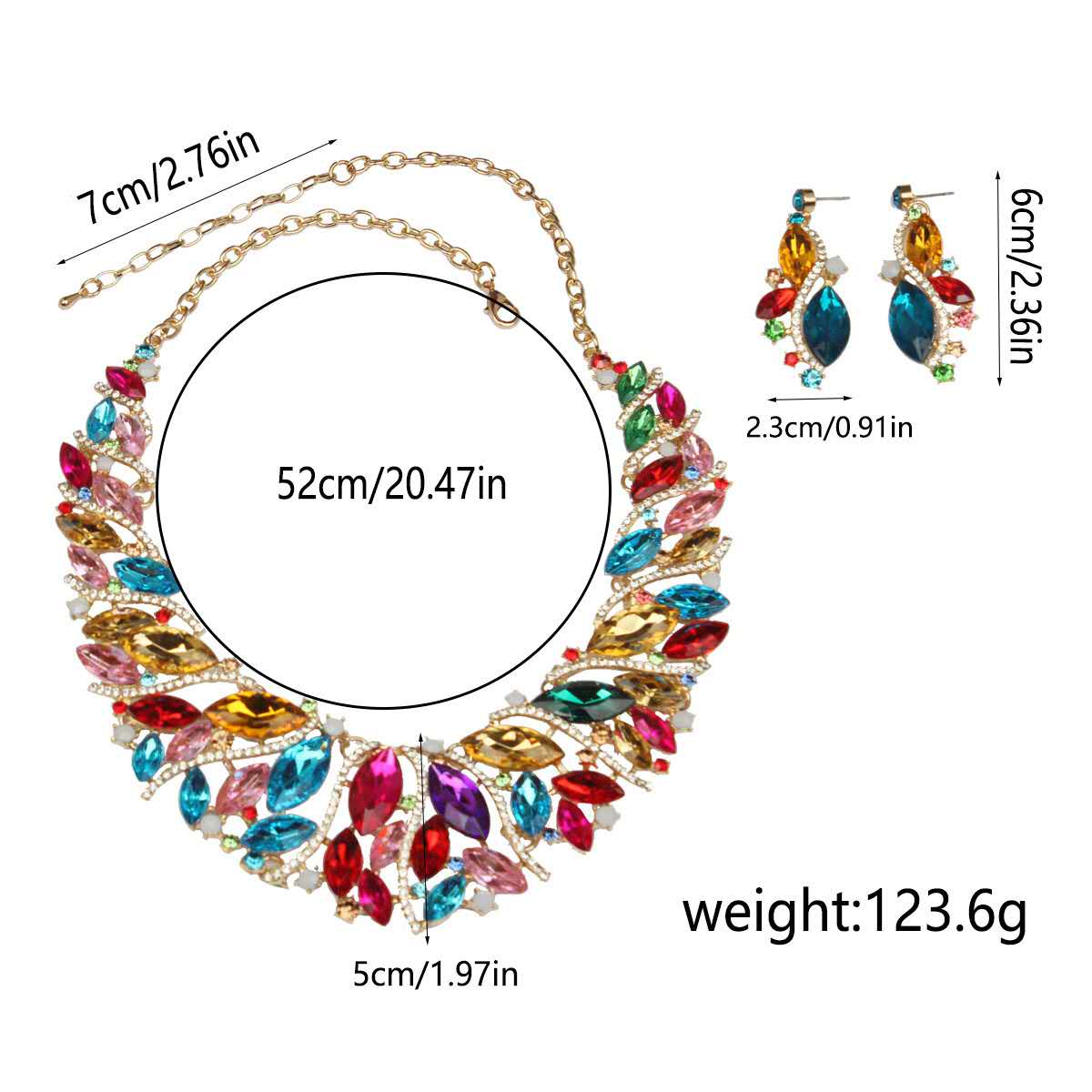 Set aus Kristallen und farbigen Zirkonia, modisch, 2 TEILE