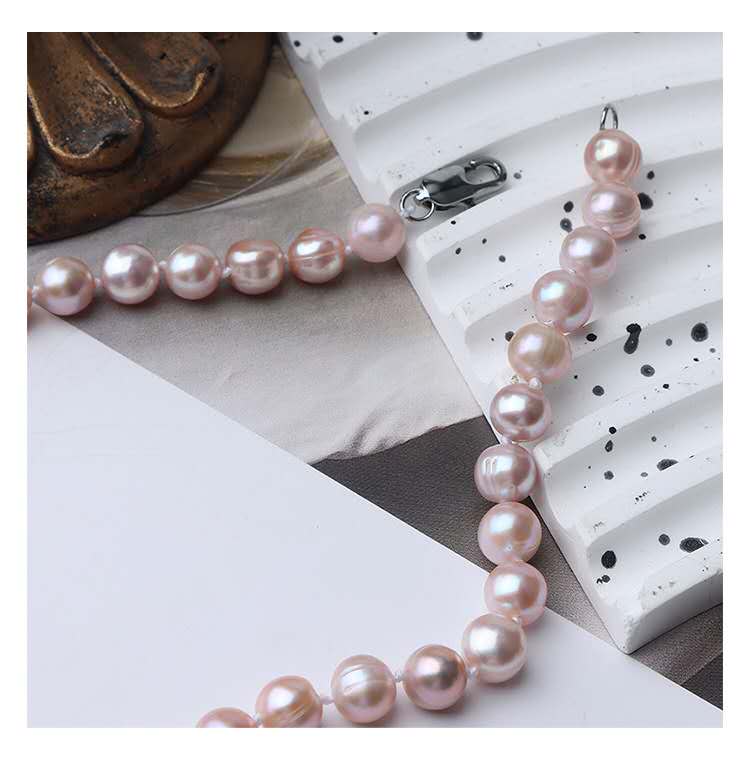 Collana di perle d'acqua dolce naturali viola-rosa, perline da 8/9 mm