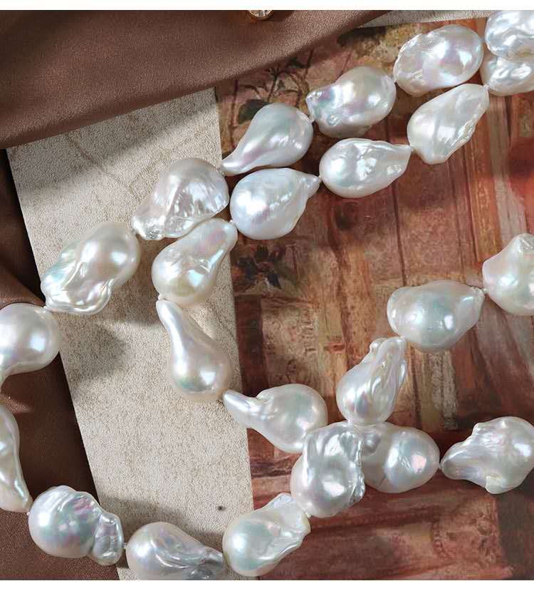 Collana perle barocche naturali d’acqua dolce, con chiusura argento sterling 925