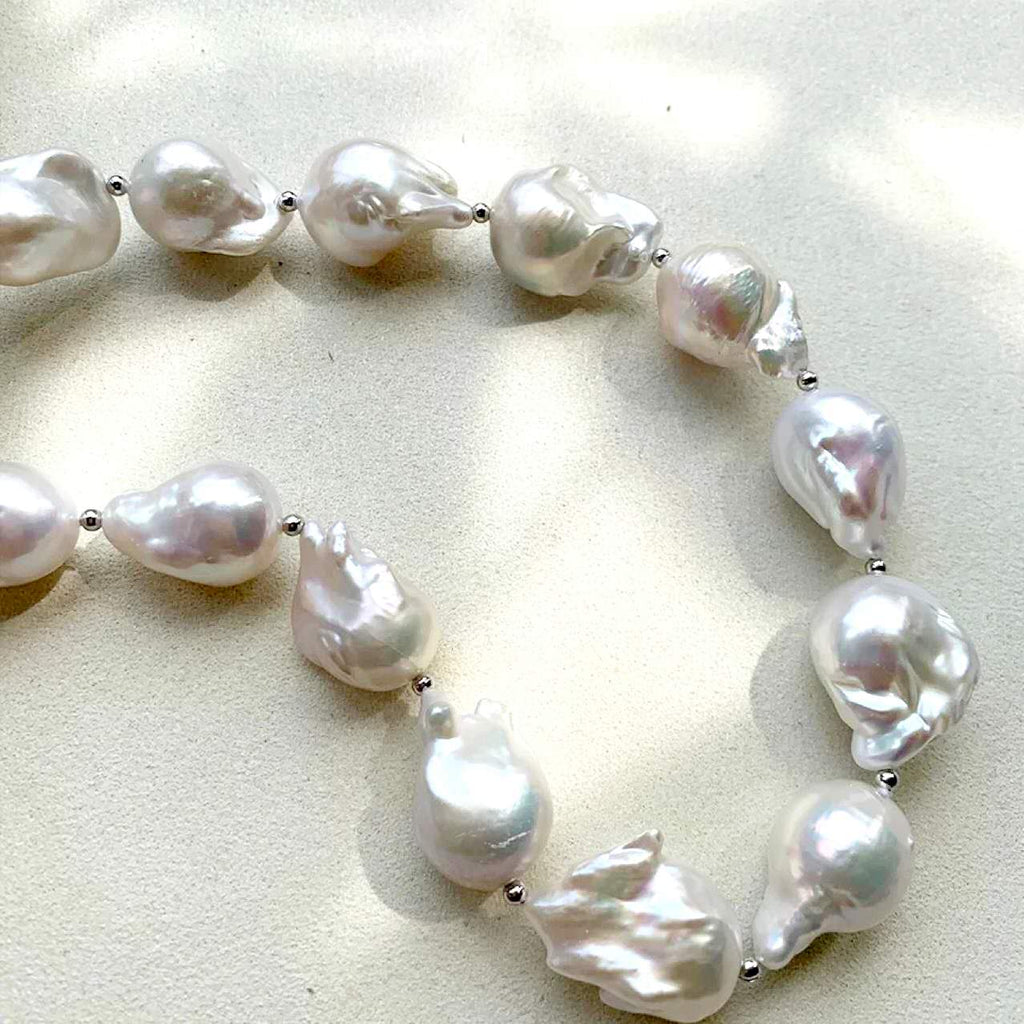 Collana perle barocche naturali grandi 16-17mm, girocollo perle d’acqua dolce barocche irregolari alto lustro, collana perle vintage di lusso fatta a mano regalo per donna