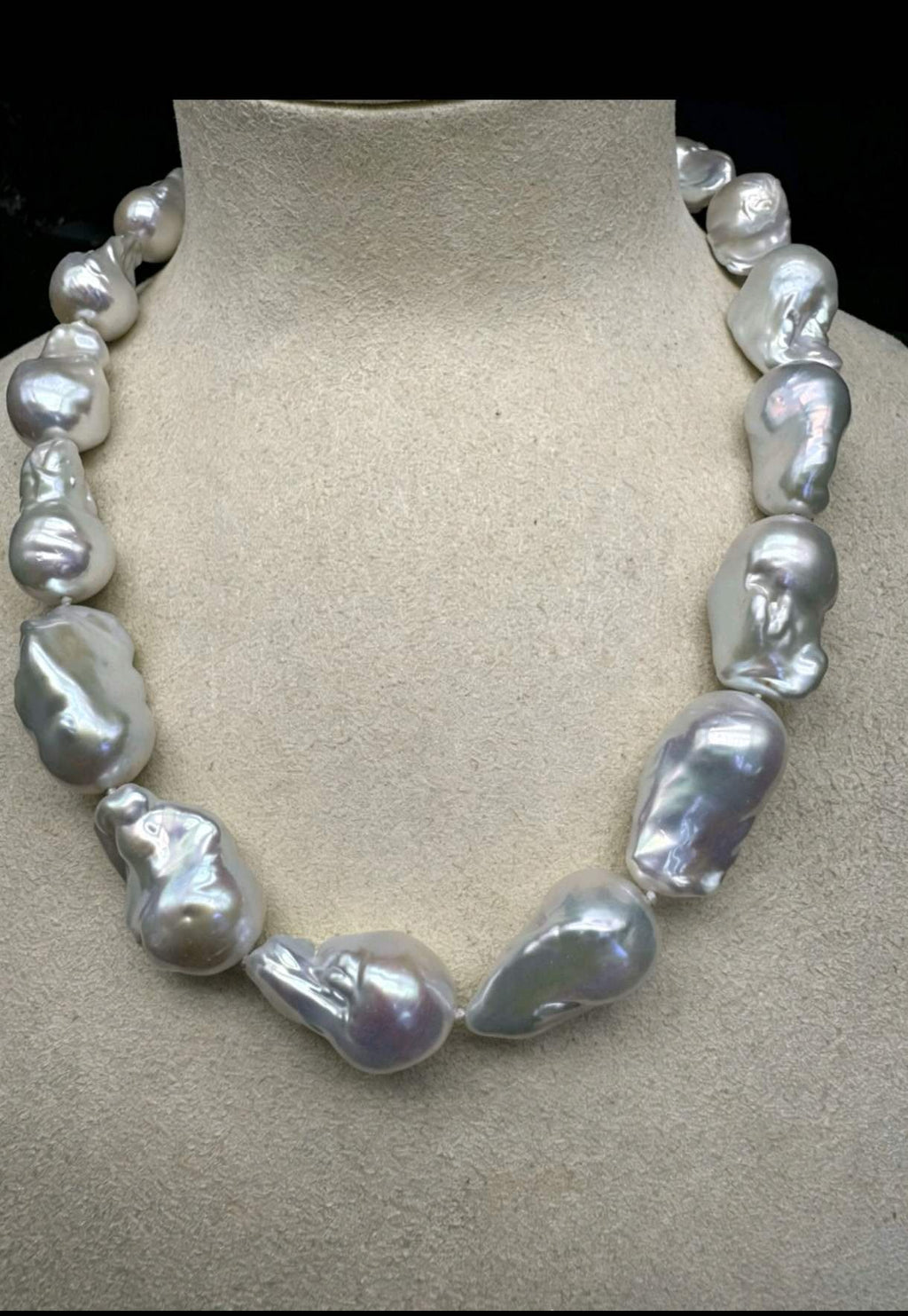 Collana perle barocche naturali grandi 16-17mm, girocollo perle d’acqua dolce barocche irregolari alto lustro, collana perle vintage di lusso fatta a mano regalo per donna