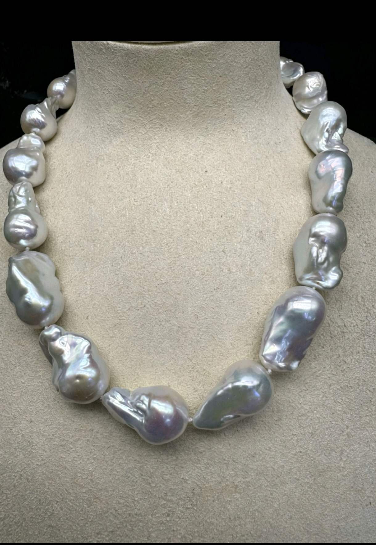 Collana perle barocche naturali grandi 16-17mm, girocollo perle d’acqua dolce barocche irregolari alto lustro, collana perle vintage di lusso fatta a mano regalo per donna