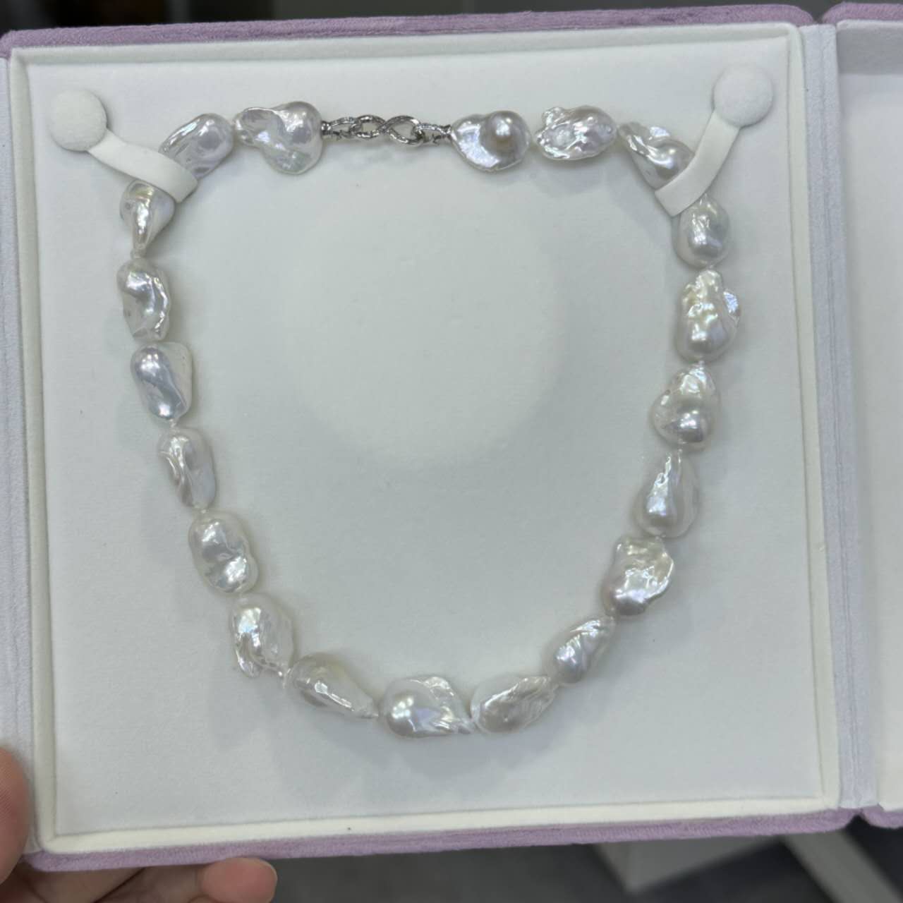 Collana perle barocche naturali grandi 16-17mm, girocollo perle d’acqua dolce barocche irregolari alto lustro, collana perle vintage di lusso fatta a mano regalo per donna