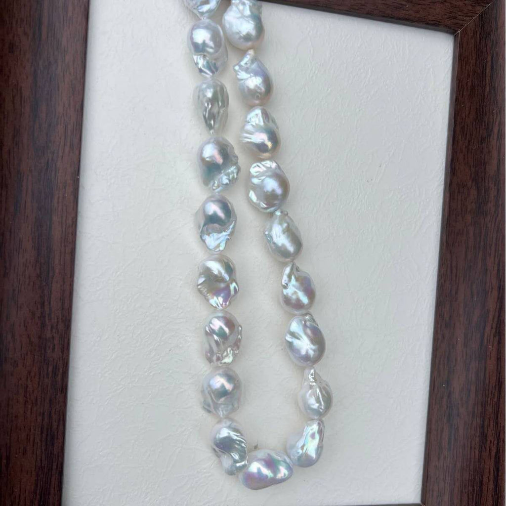 Collana perle barocche naturali grandi 16-17mm, girocollo perle d’acqua dolce barocche irregolari alto lustro, collana perle vintage di lusso fatta a mano regalo per donna