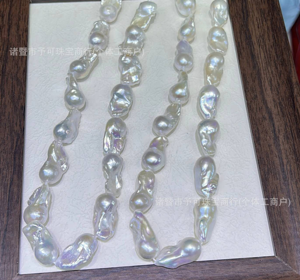 Collana perle barocche naturali grandi 16-17mm, girocollo perle d’acqua dolce barocche irregolari alto lustro, collana perle vintage di lusso fatta a mano regalo per donna