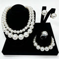 set gioielli in Perla Sfumata 5 Pz, 2 Collane , Orecchini,Bracciale e Anello