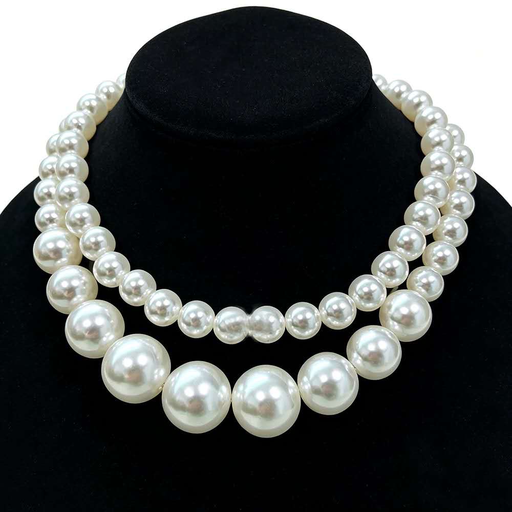 set gioielli in Perla Sfumata 5 Pz, 2 Collane , Orecchini,Bracciale e Anello