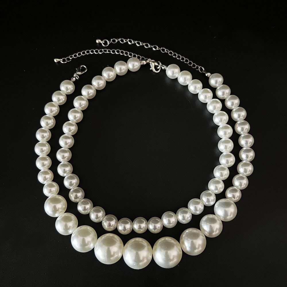 set gioielli in Perla Sfumata 5 Pz, 2 Collane , Orecchini,Bracciale e Anello