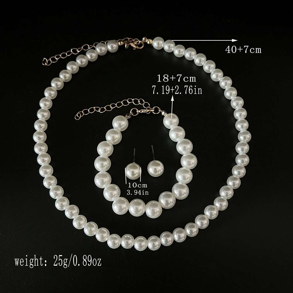 set gioielli in Perla Sfumata 5 Pz, 2 Collane , Orecchini,Bracciale e Anello