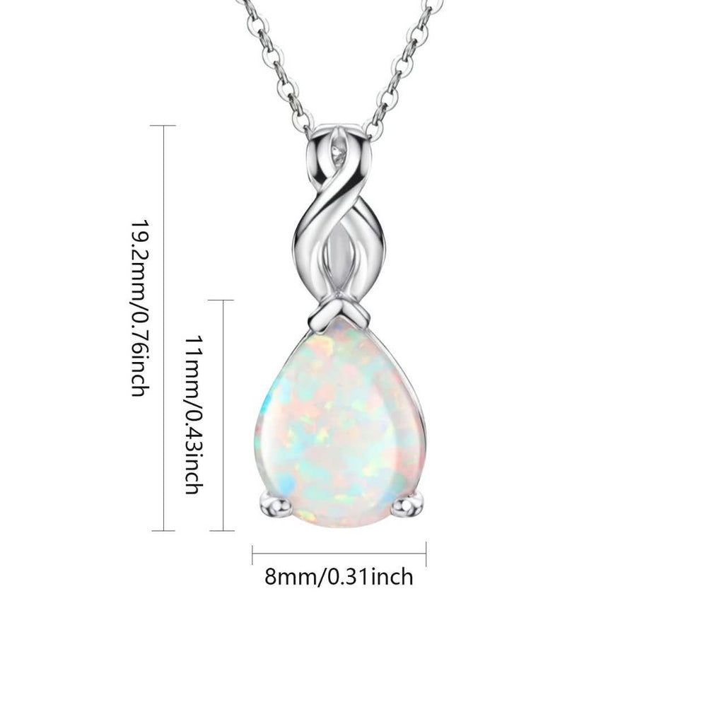 collana placcato in oro bianco 18K con opale forma goccia
