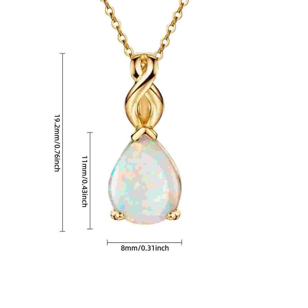 collana placcato in oro bianco 18K con opale forma goccia