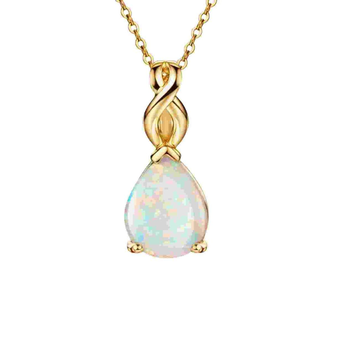 collana placcato in oro bianco 18K con opale forma goccia