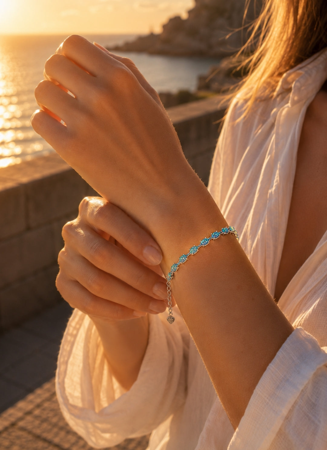 Bracciale con Opale  in Argento 925 Ipoallergenico - 2 Colori. no nichel