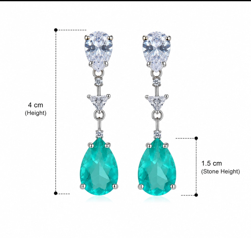 Set di orecchini e collana con zirconi blu acqua placcato in oro bianco 18K