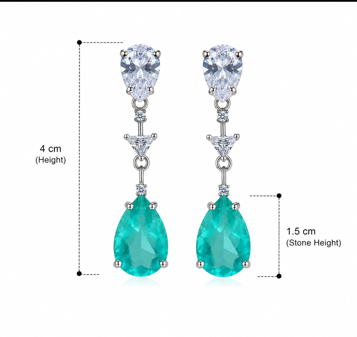 Set di orecchini e collana con zirconi blu acqua placcato in oro bianco 18K