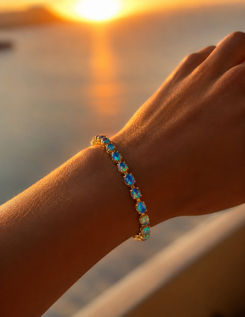 Bracciale con Opale  in Argento 925 Ipoallergenico - 2 Colori. no nichel