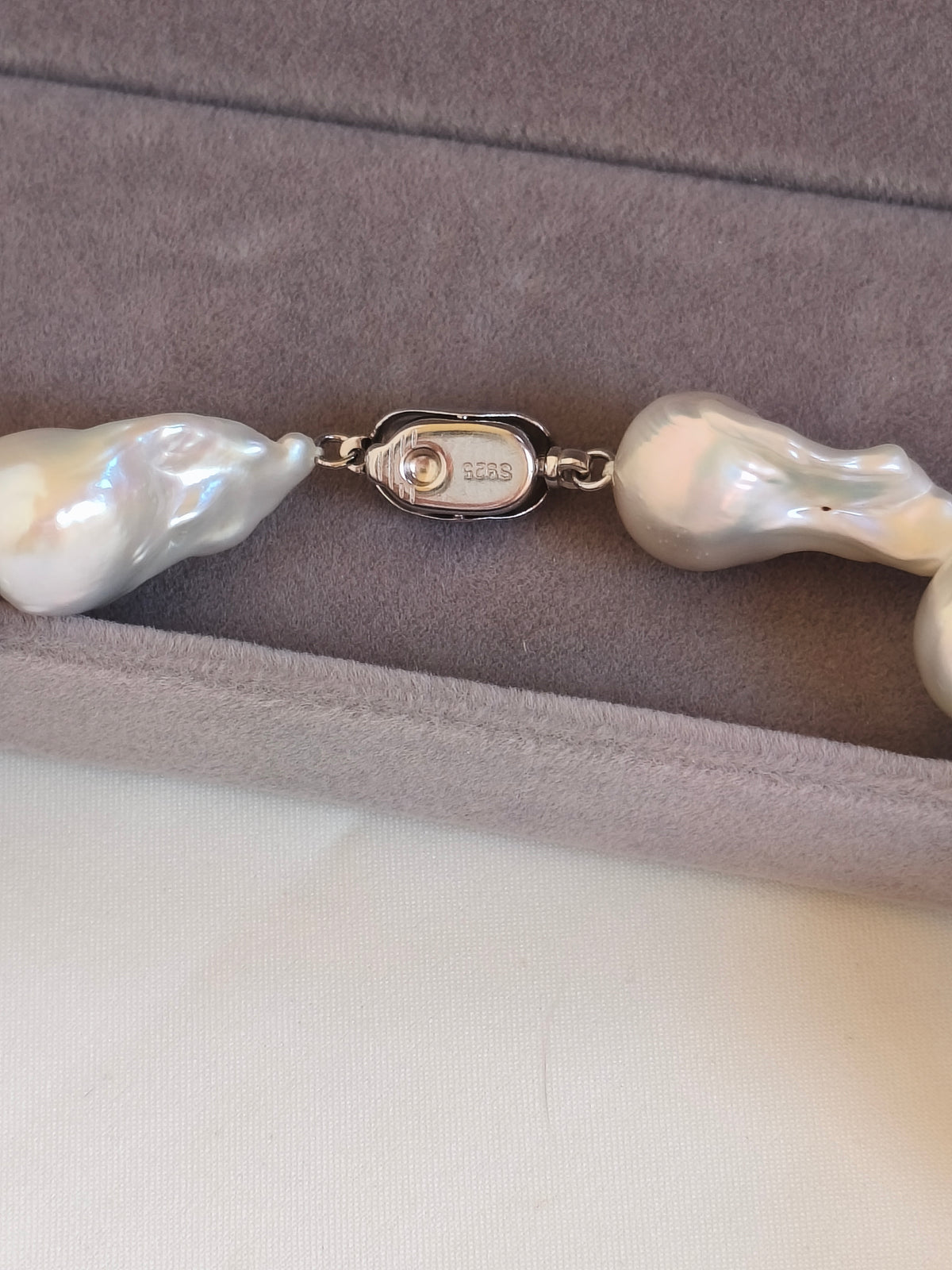 Large natural baroque pearl necklace 16-17mm with s925 sterling silver spring ring clasp, high luster irregular baroque freshwater pearl choker, handmade luxury vintage pearl necklace gift for women