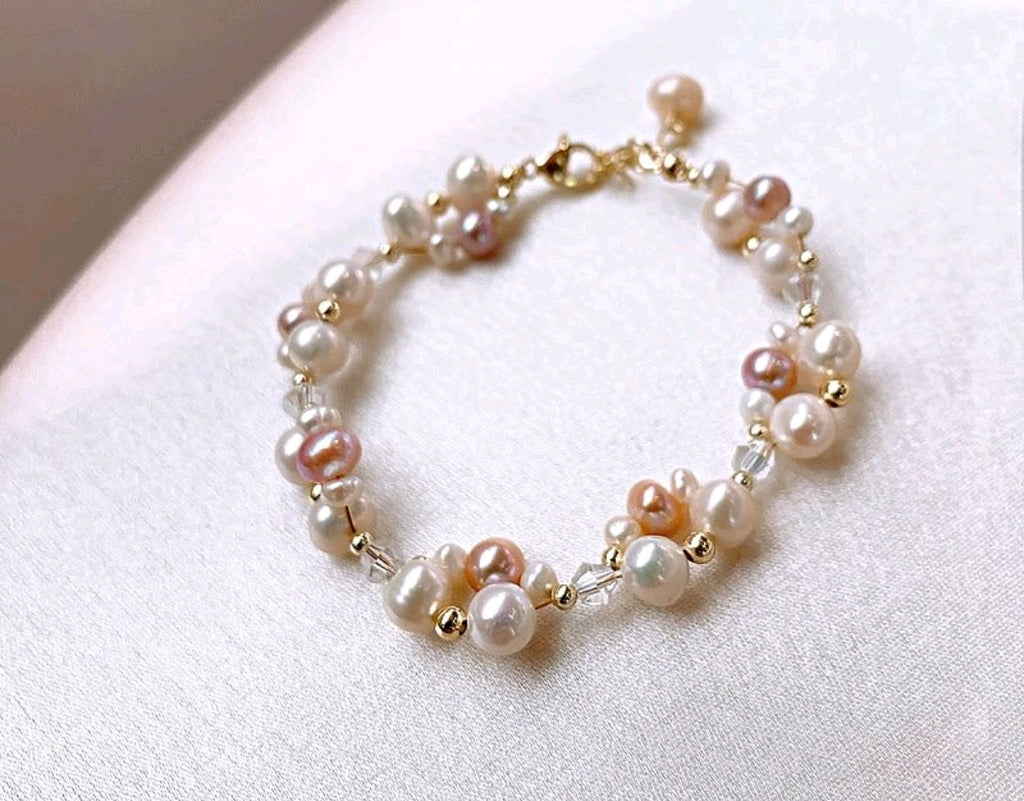 Bracciale Elegante Pastello Perla Mista Bianco-Rosa-Viola