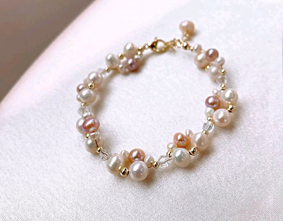 Bracciale Elegante Pastello Perla Mista Bianco-Rosa-Viola