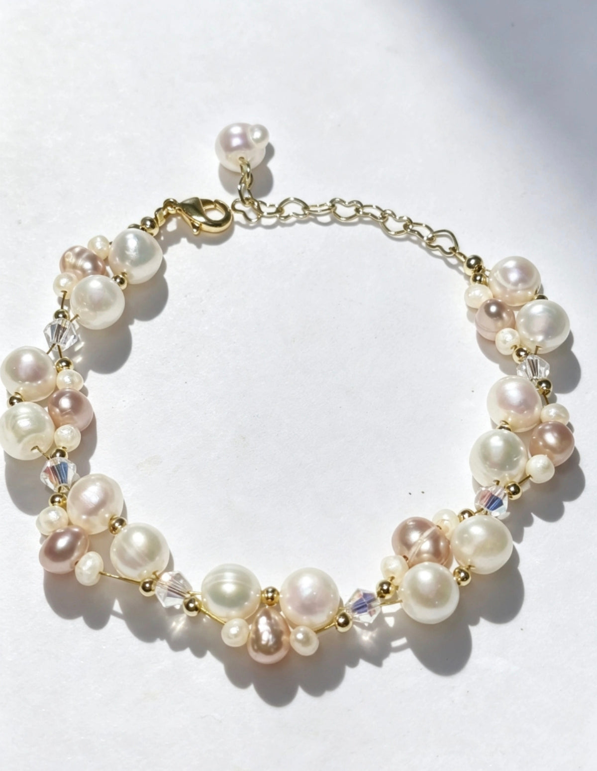 Bracciale Elegante Pastello Perla Mista Bianco-Rosa-Viola