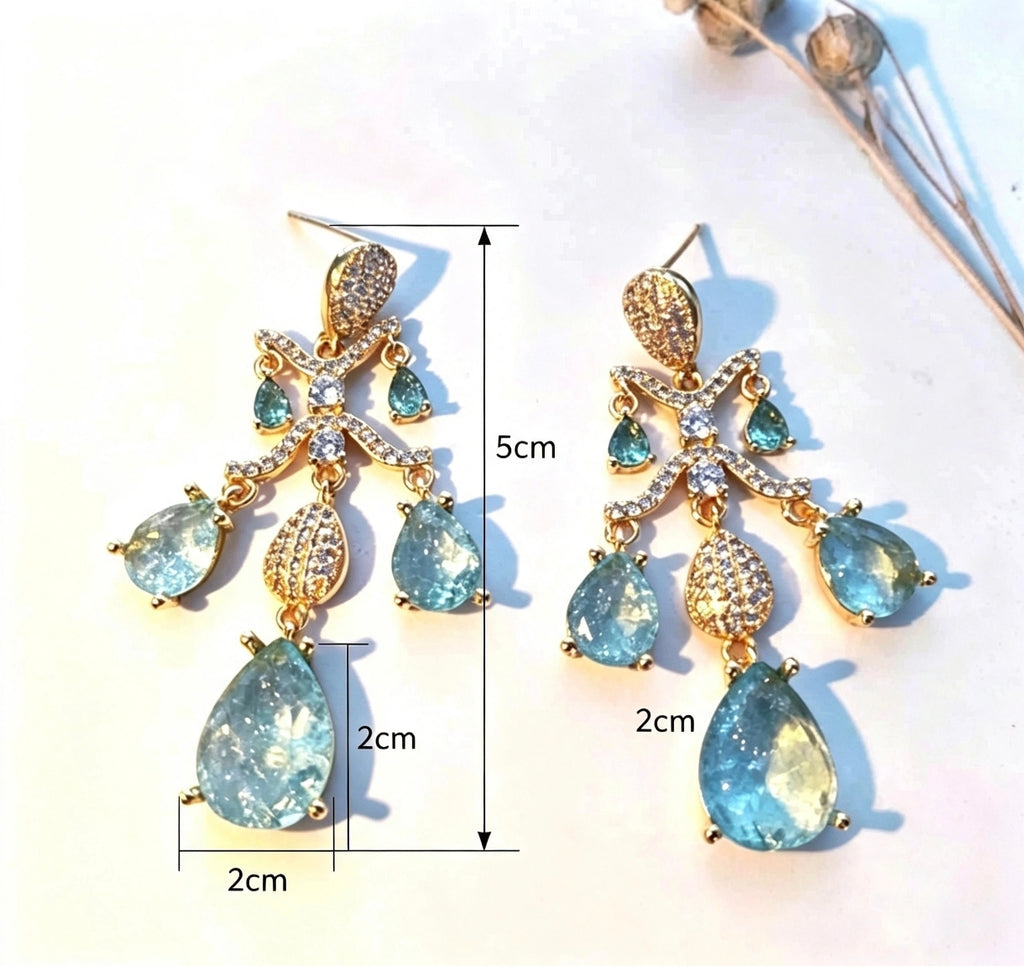 Orecchini a Goccia con Zirconi AAA, Argento Placcato ago d'argento, 2 Colori