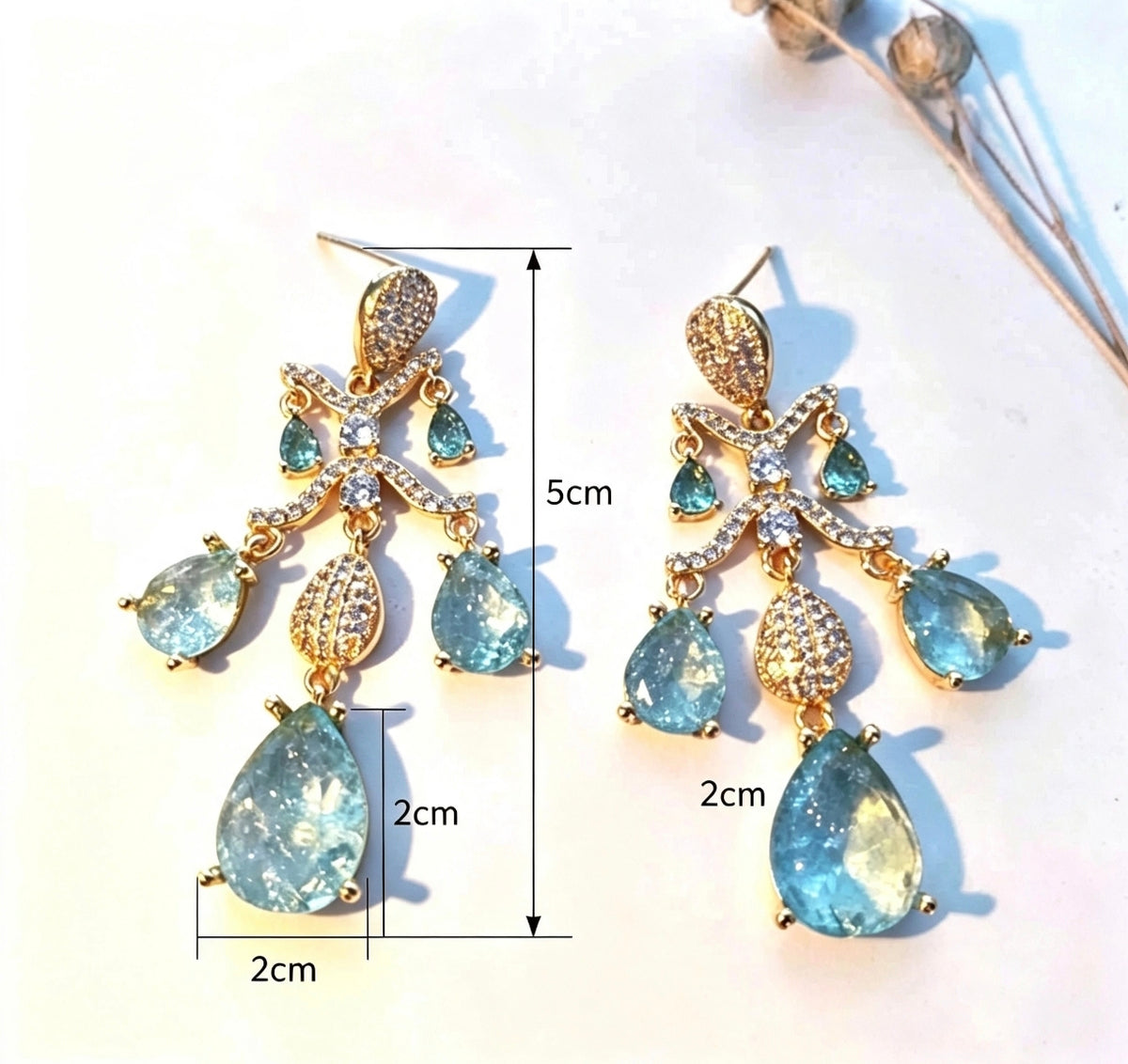 Orecchini a Goccia con Zirconi AAA, Argento Placcato ago d'argento, 2 Colori