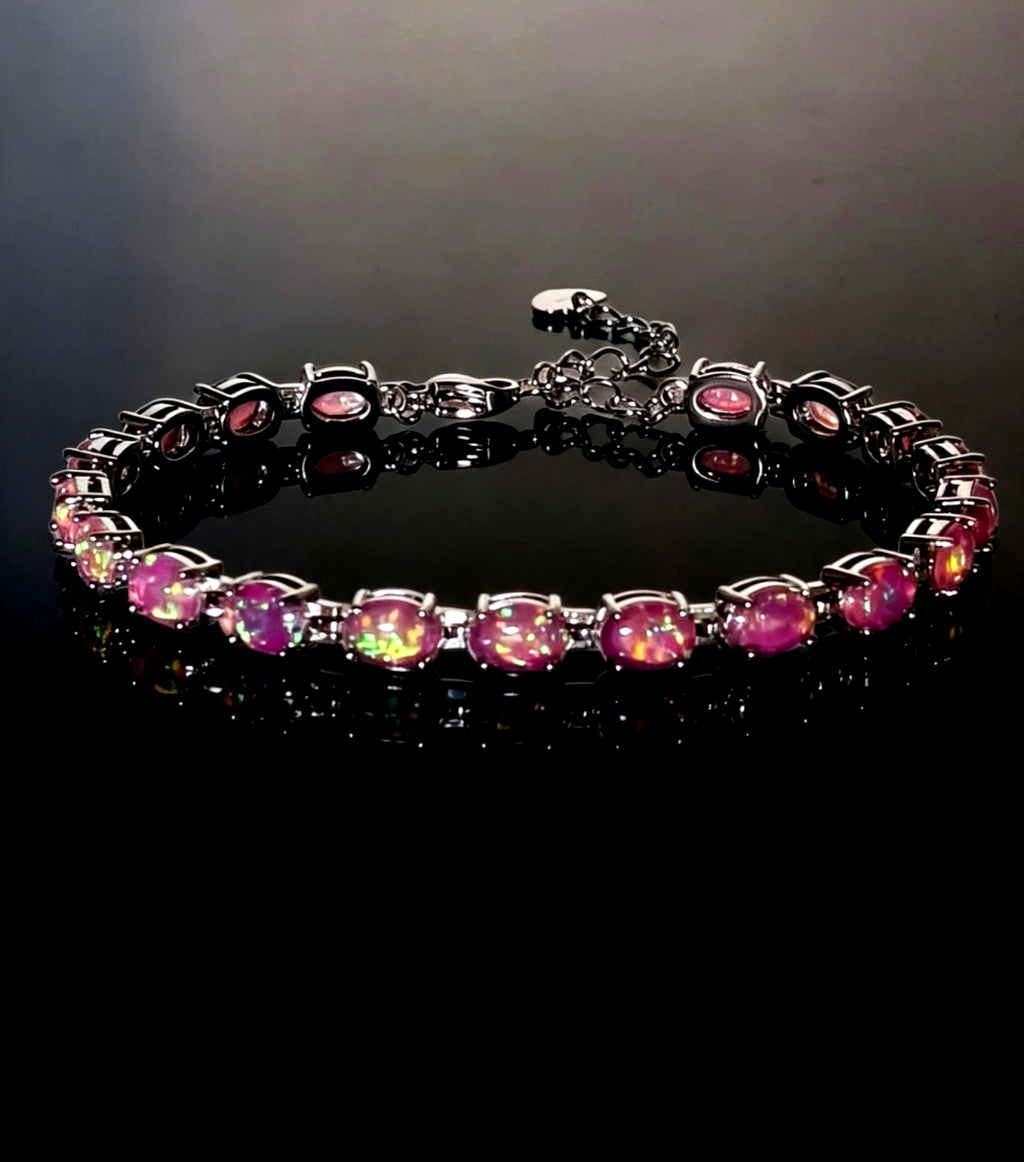 Bracciale con Opale  in Argento 925 Ipoallergenico - 2 Colori. no nichel