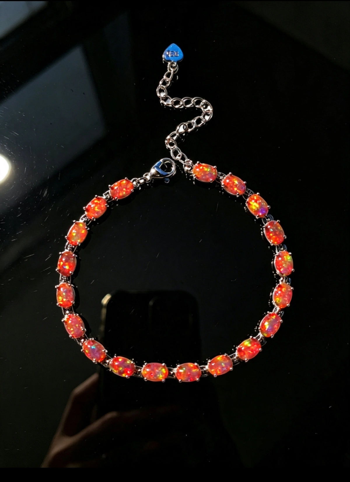 Bracciale con Opale in Argento 925 Ipoallergenico - 7 COLORI -