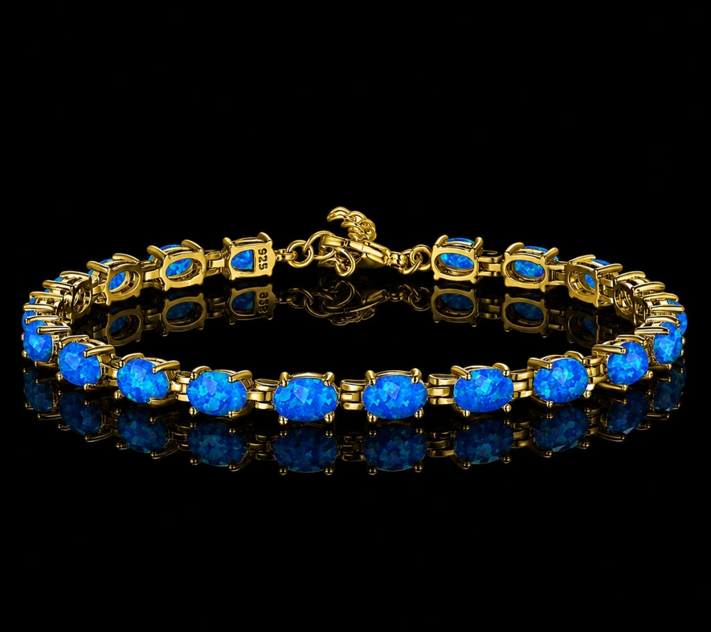 Bracciale con Opale  in Argento 925 Ipoallergenico - 2 Colori. no nichel