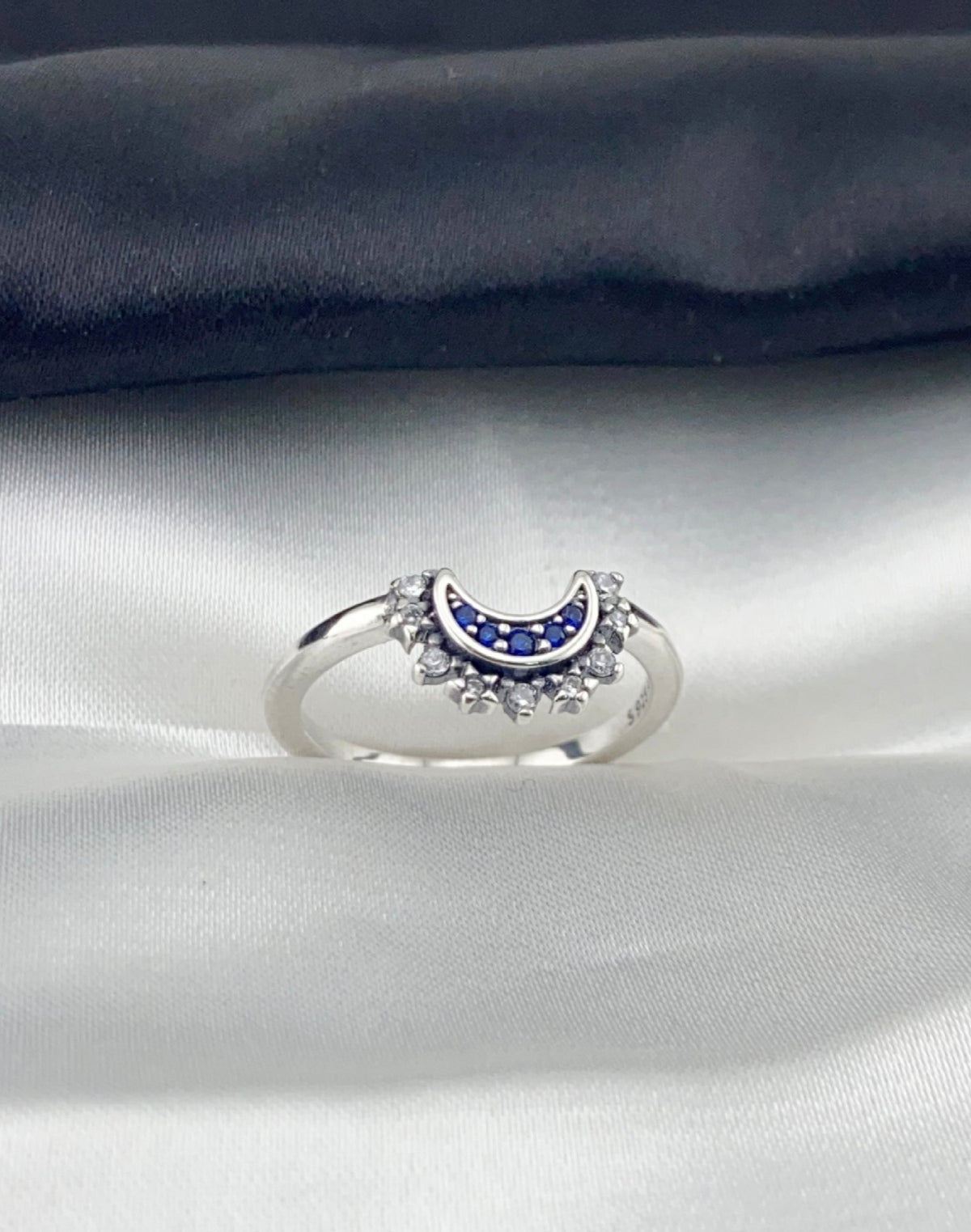 Anello argento S925 forma luna con stelle