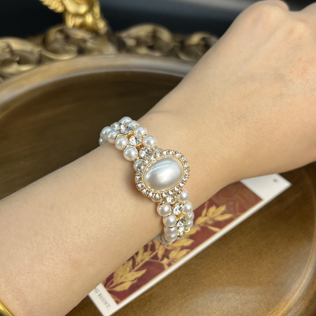 SET di zirconi,perle e diamanti doppio strato stile vintage e francesce 3 PEZZI