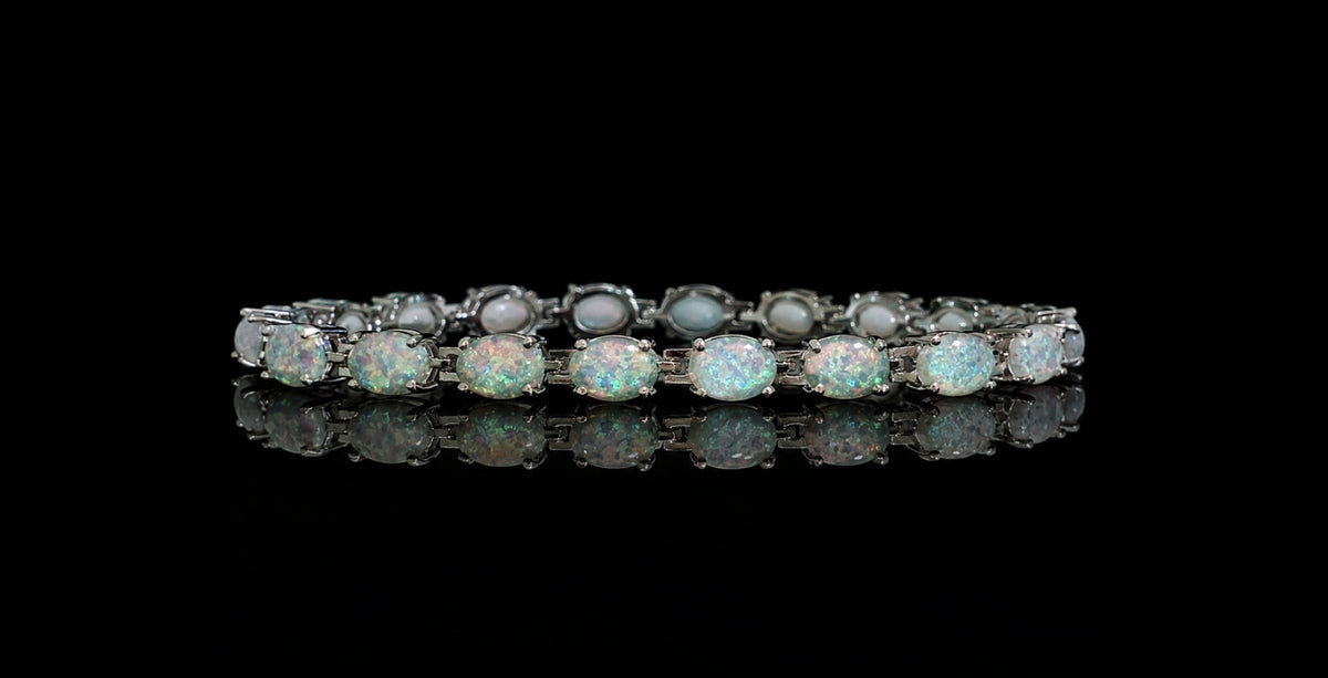 Bracciale con Opale  in Argento 925 Ipoallergenico - 2 Colori. no nichel