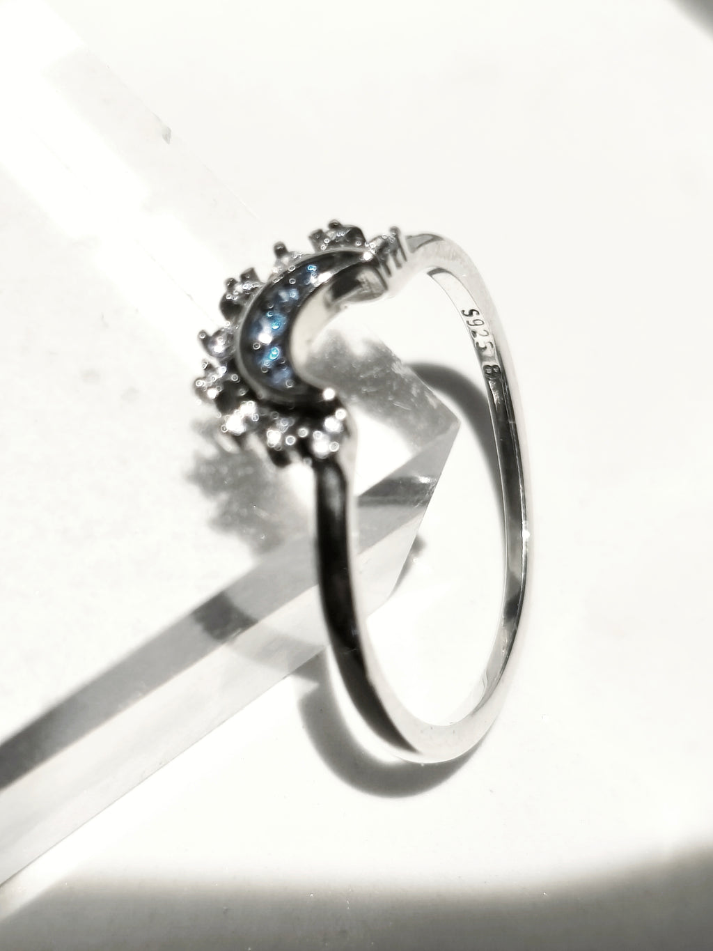 Silberring S925 Mondform mit Sternen