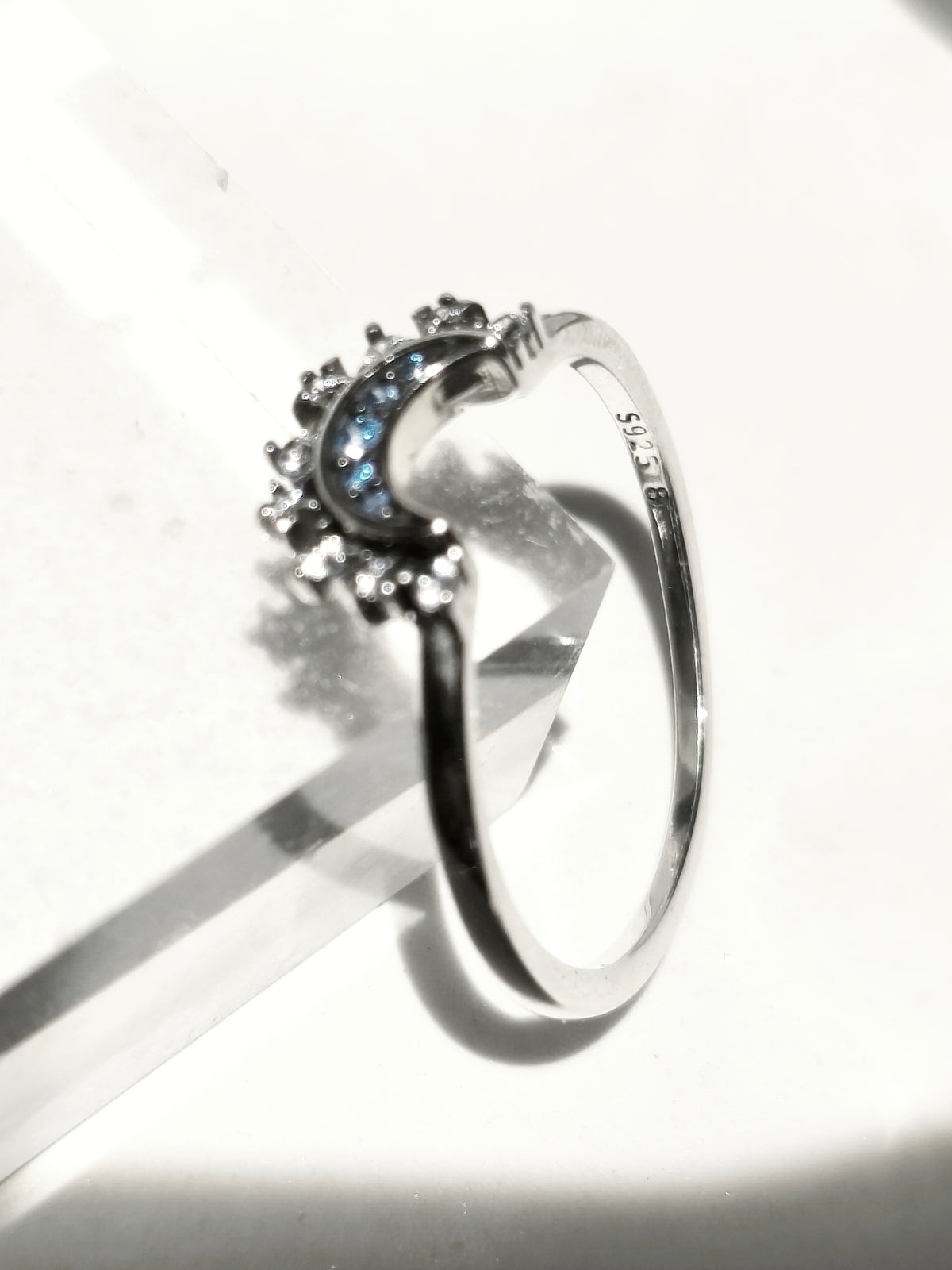 Silberring S925 Mondform mit Sternen