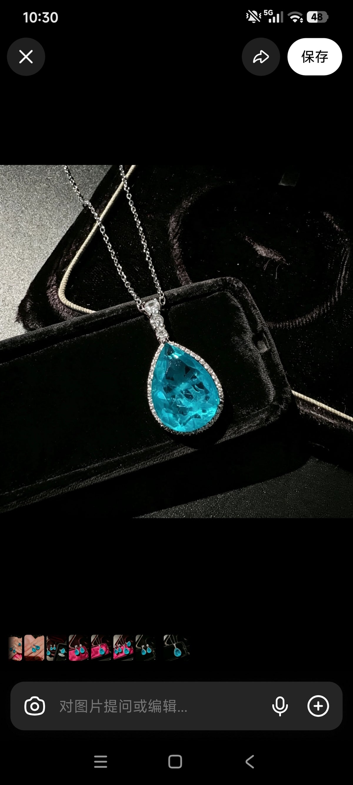 Set di collana e orecchini con zirconi stile Paraiba blu neon, placcato argento