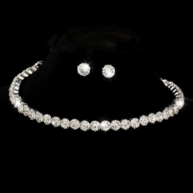 Set Halskette, Armband und Ohrringe mit AAA-Zirkonia, 3-teilig