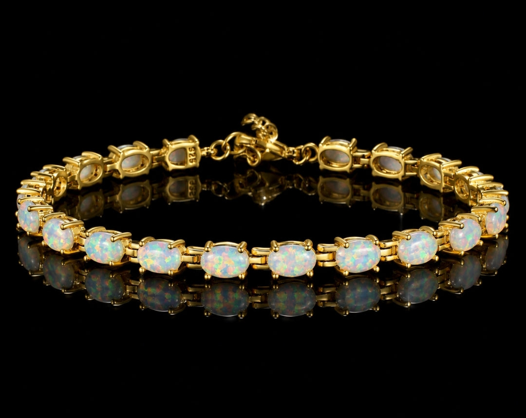 Armband mit Opal aus hypoallergenem 925er Silber - 7 FARBEN - NICKELFREI