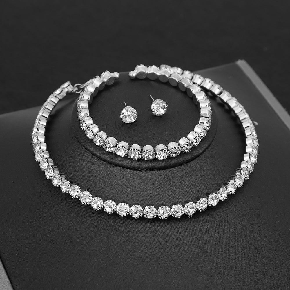 Set Halskette, Armband und Ohrringe mit AAA-Zirkonia, 3-teilig