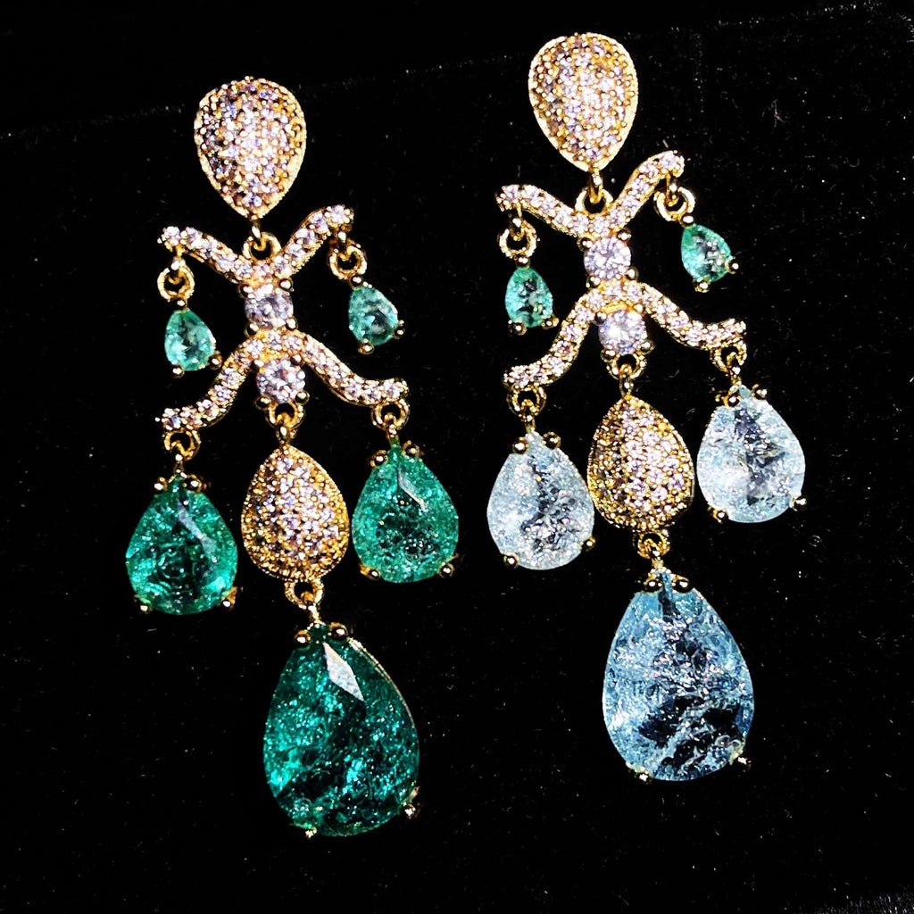 Orecchini a Goccia con Zirconi AAA, Argento Placcato ago d'argento, 2 Colori