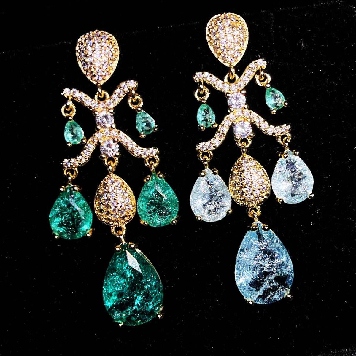Orecchini a Goccia con Zirconi AAA, Argento Placcato ago d'argento, 2 Colori