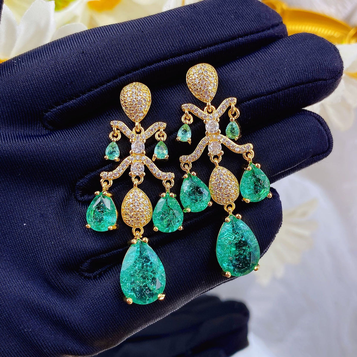 Orecchini a Goccia con Zirconi AAA, Argento Placcato ago d'argento, 2 Colori