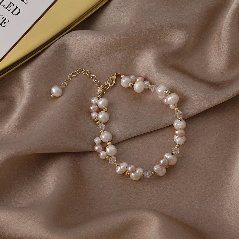 Bracciale Elegante Pastello Perla Mista Bianco-Rosa-Viola