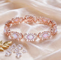 Bracciale in argento 925 con opale, bracciale a maglie floreali con zirconi