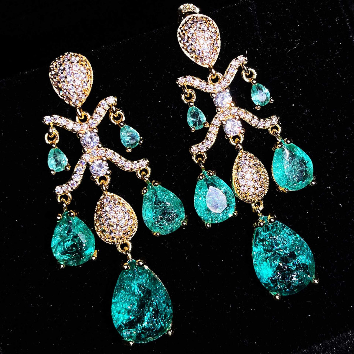 Orecchini a Goccia con Zirconi AAA, Argento Placcato ago d'argento, 2 Colori