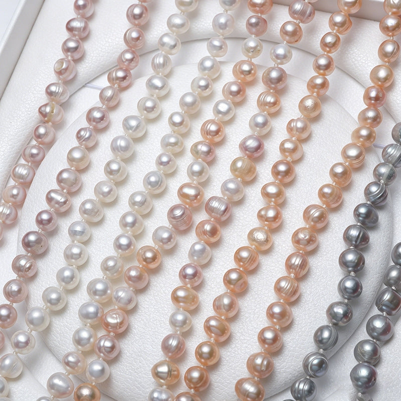 Collana Perle Naturali Acqua Dolce 8-9MM, Filo Singolo Perle Ovali Barocche