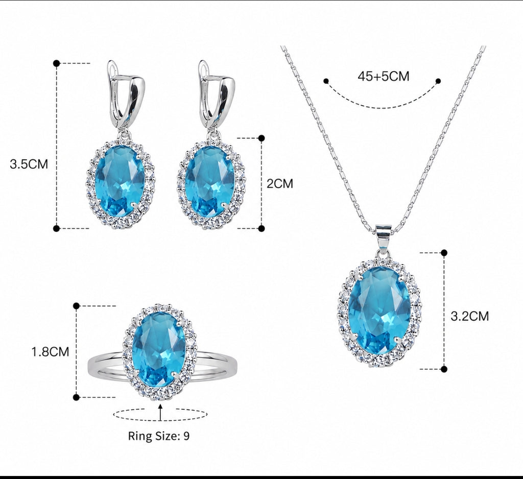 SET COMPLETO GIOIELLI COLLANA, ORECCHINI E ANELLO(ZIRCONE +AAA).