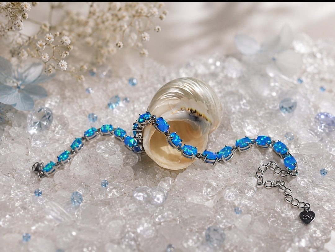 Bracciale con Opale  in Argento 925 Ipoallergenico - 2 Colori. no nichel