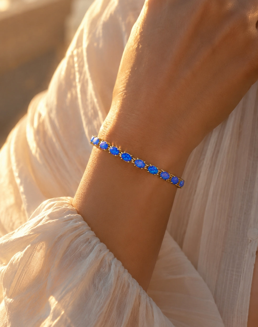 Bracciale con Opale  in Argento 925 Ipoallergenico - 2 Colori. no nichel