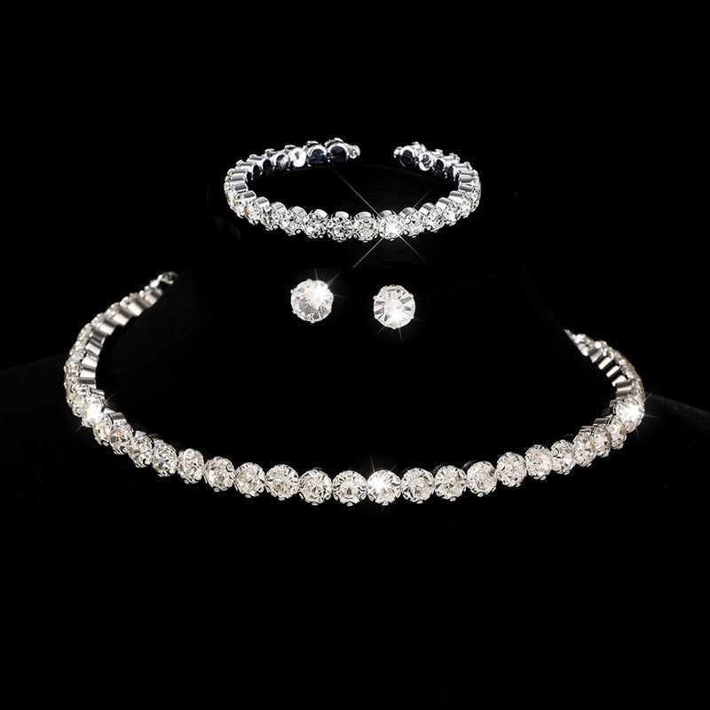 Set Halskette, Armband und Ohrringe mit AAA-Zirkonia, 3-teilig